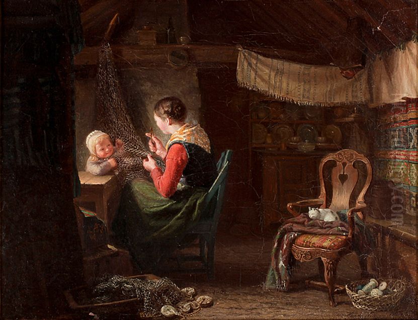 Netting Oil Painting by Hanna Winge