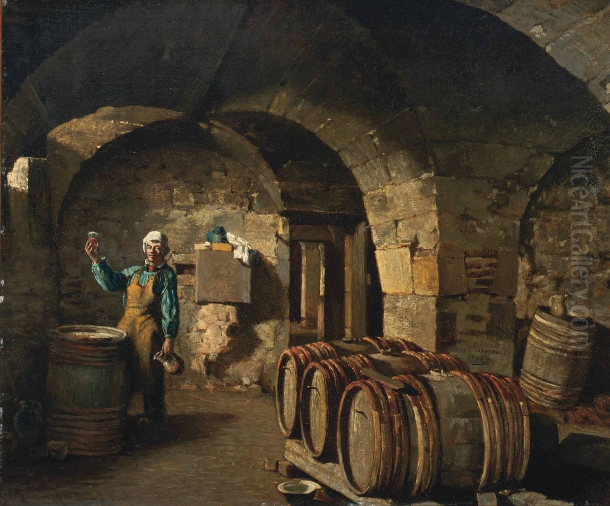 The Wine Taster Oil Painting by Hector Hanoteau