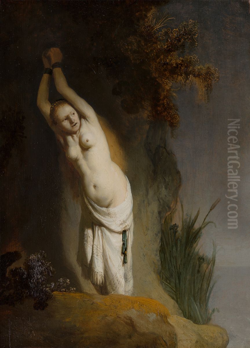 Andromeda Chained to the Rocks Oil Painting by Rembrandt