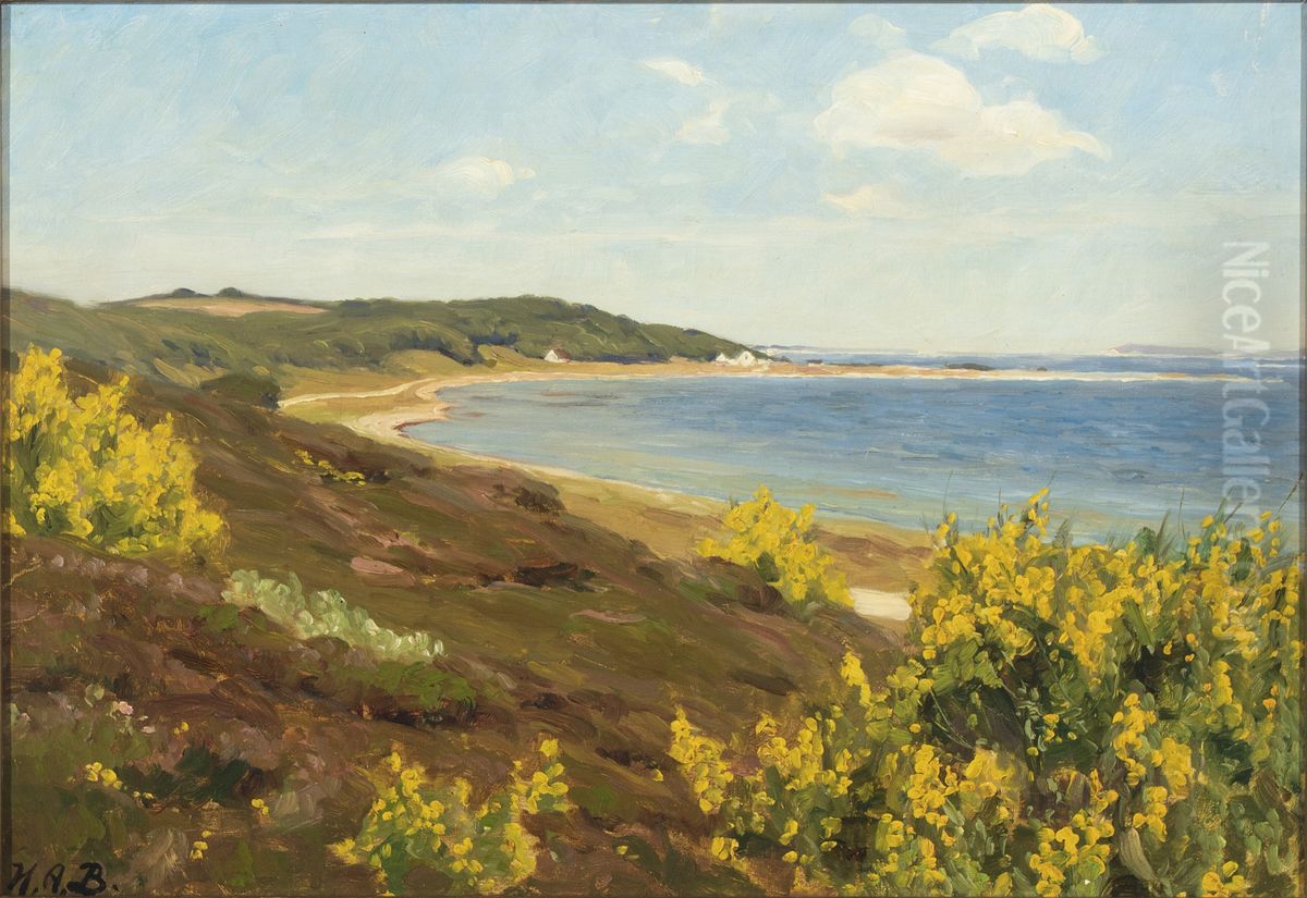 View of Legind Mountains, Mors in Denmark Oil Painting by H. A. Brendekilde