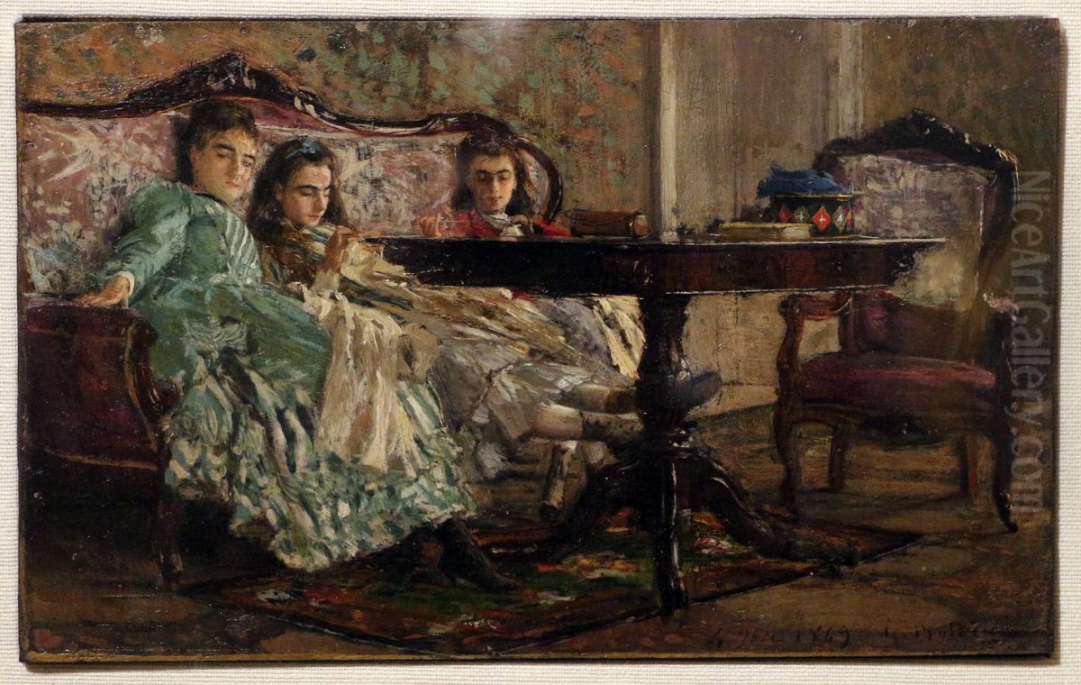 The Lascaraky sisters Oil Painting by Giovanni Boldini