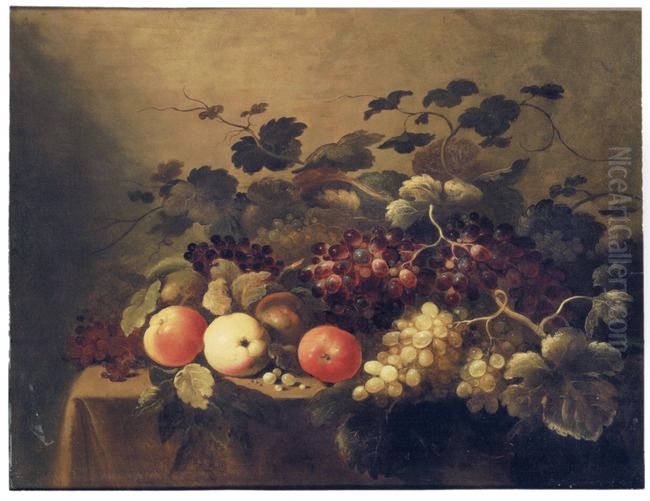 Still life with fruit on a table Oil Painting by Roelof Koets
