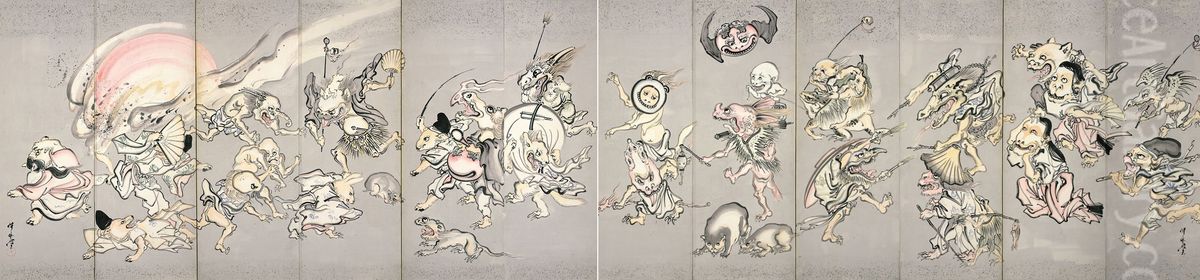 Night Procession of One Hundred Demons Oil Painting by Kawanabe Kyosai