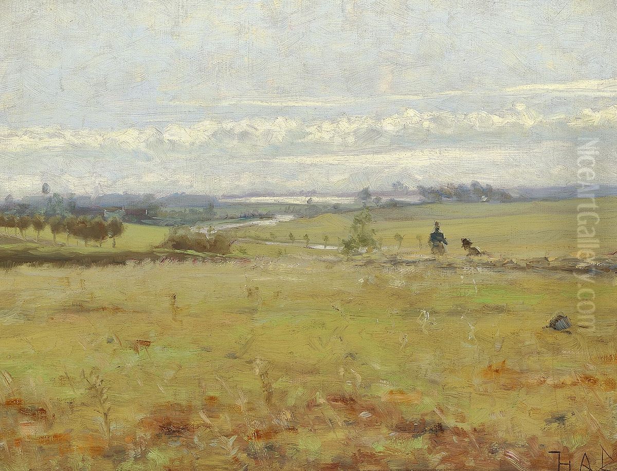 Early morning at a bog. Oil Painting by H. A. Brendekilde