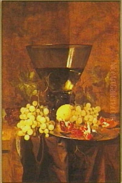 Still life with berkemeyer, grapes, lemon and passionfruit Oil Painting by Jacques de Claeuw