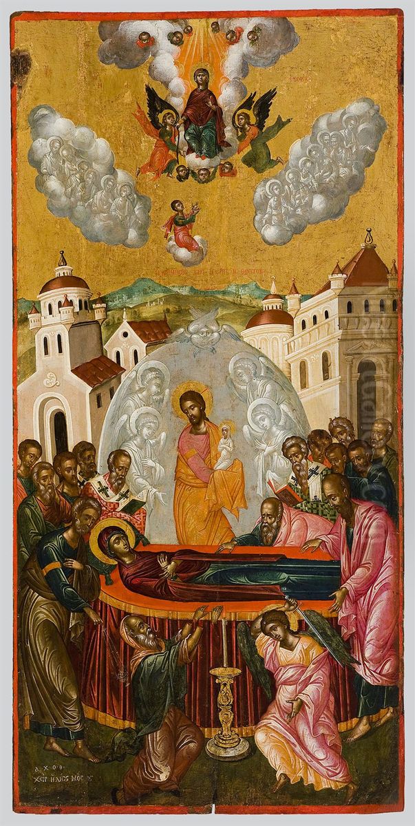 The Dormition and Assumption of the Virgin Oil Painting by Elias Moskos