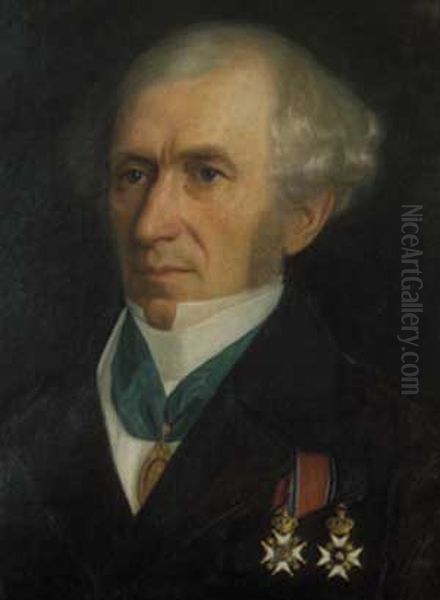 Baltazar Mathias Keilhau, professor i bergvitenskap Oil Painting by Christiane Schreiber