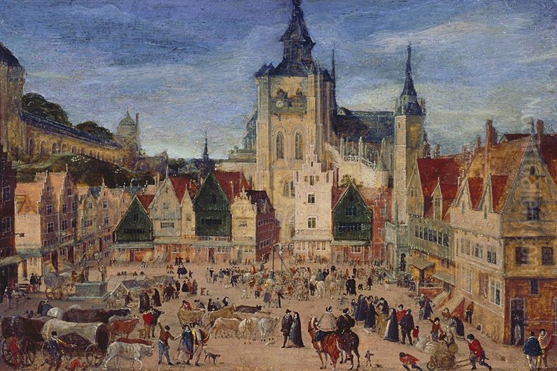 Grote Markt van Bergen op Zoom Oil Painting by Hans Bol