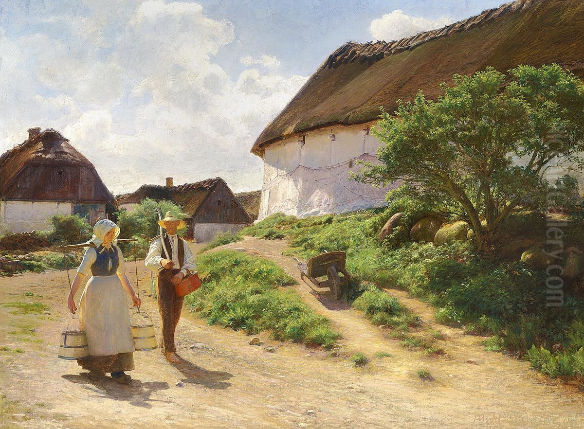 An old farm in Reerso. Oil Painting by Hans Ole Brasen