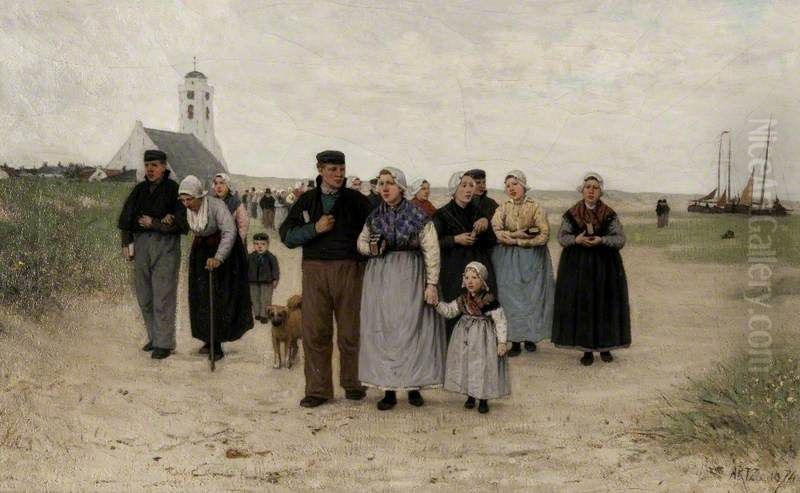 Coming from Church Oil Painting by David Adolph Constanz Artz