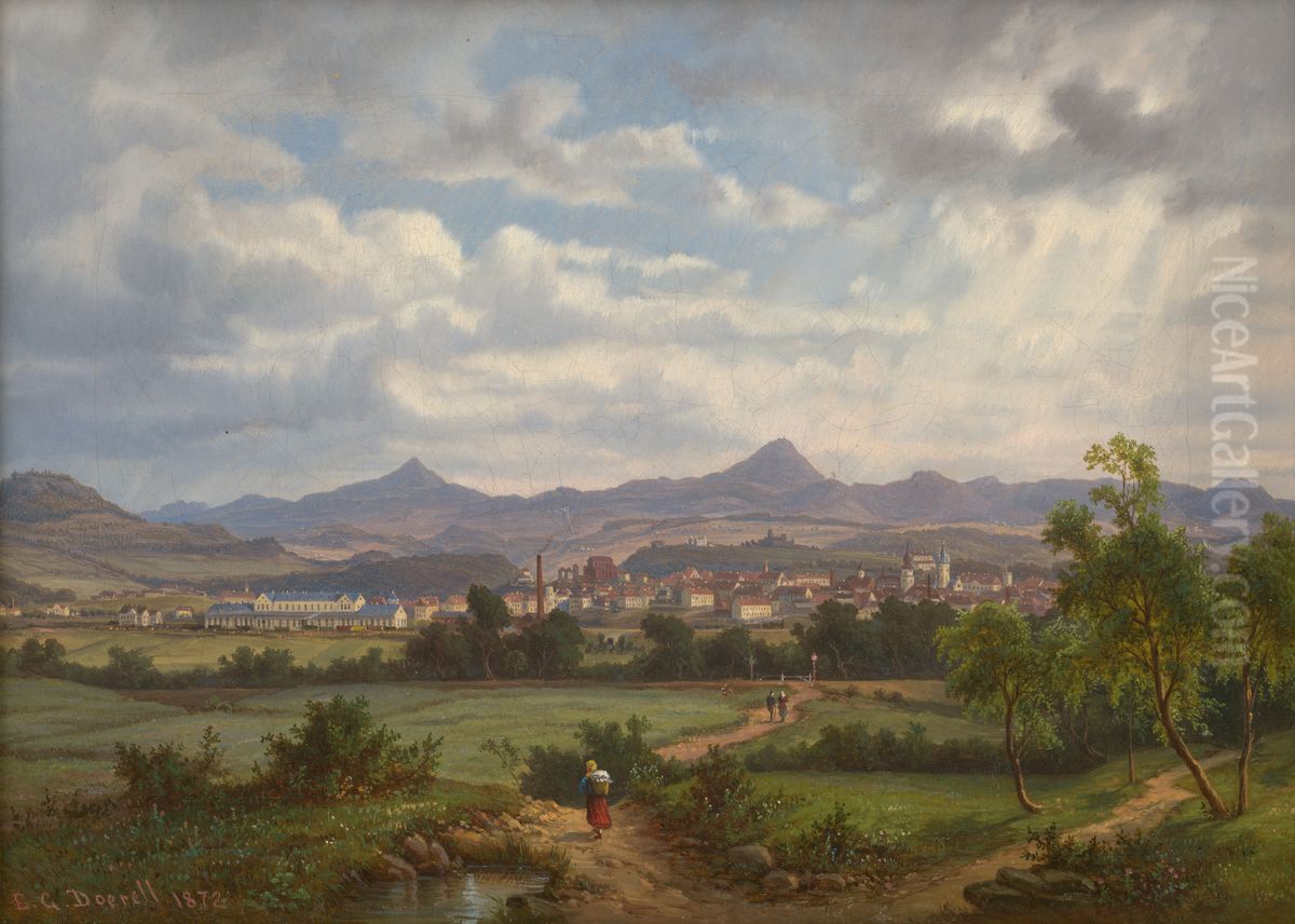 View of Teplice in North Bohemia Oil Painting by Ernst Gustav Doerell