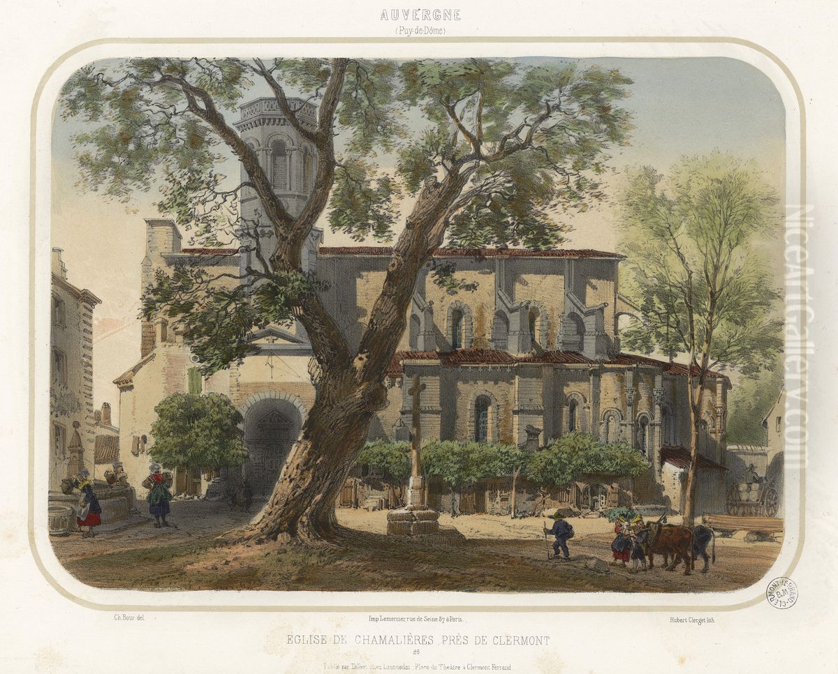 Eglise de Chamalieres, pres de Clermont Oil Painting by Charles Bour