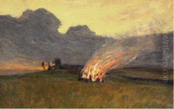 Feu de joie Oil Painting by Paul Gauguin