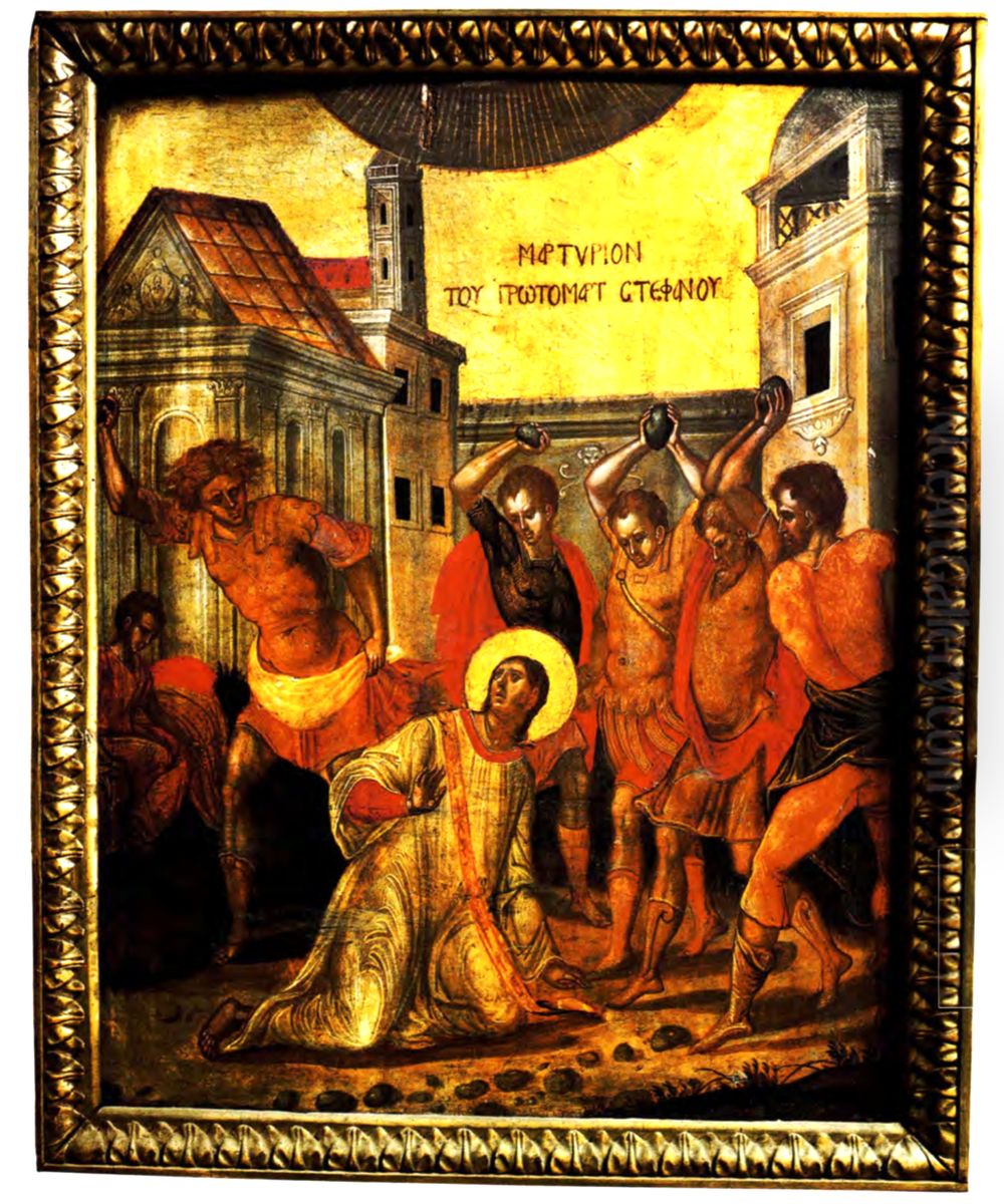 The Stoning of Saint Stephen Oil Painting by Michael Damaskinos