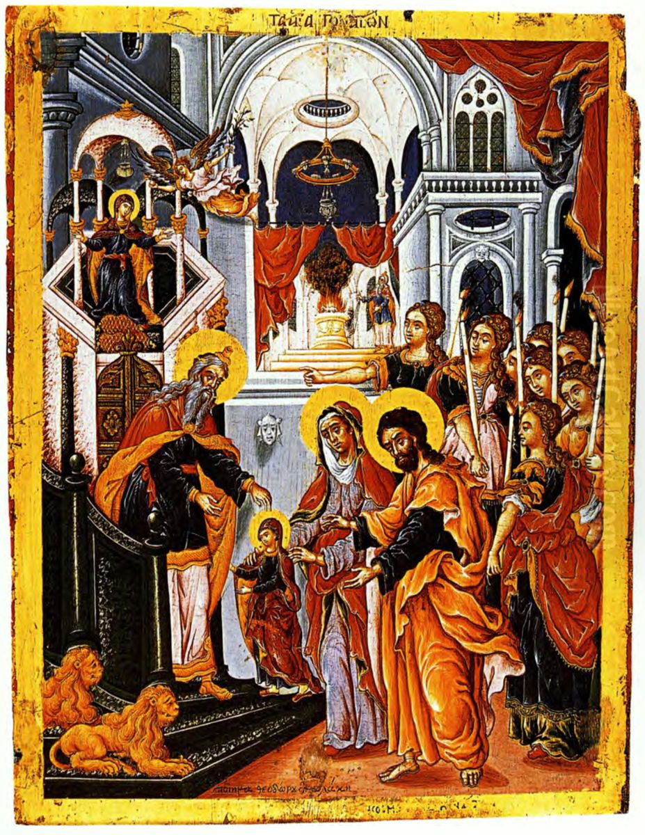 Presentation of the Virgin Mary Oil Painting by Theodore Poulakis