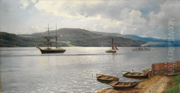Fra Kristianiafjorden. Oil Painting by Hans Gude