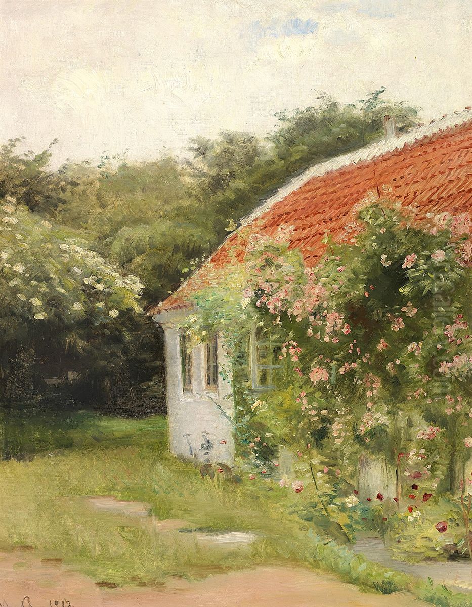 Parti fra Skagen med Havehuset. Oil Painting by Michael Peter Ancher