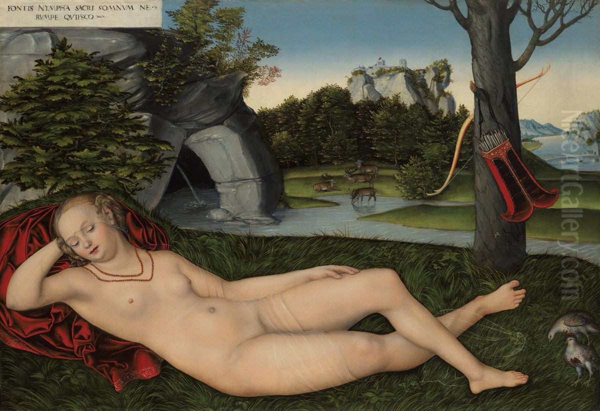 Reclining Water Nymph Oil Painting by Lucas Cranach the Elder