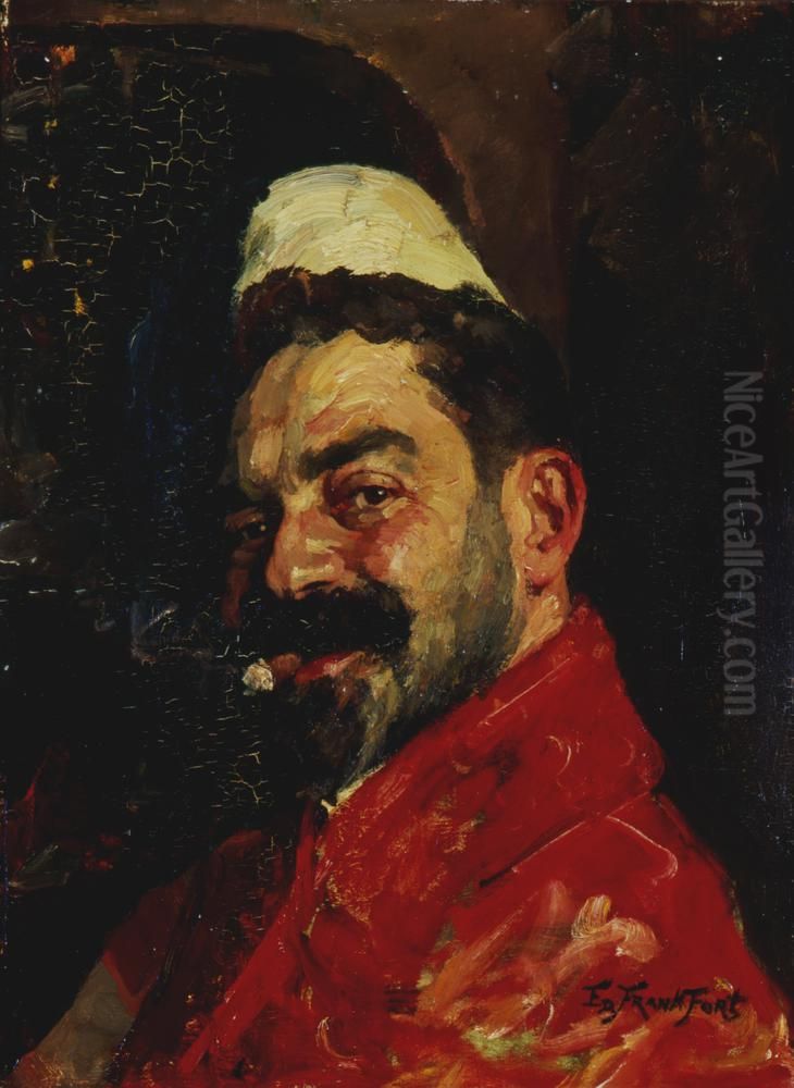 zelfportret met sigaar III Oil Painting by Eduard Frankfort