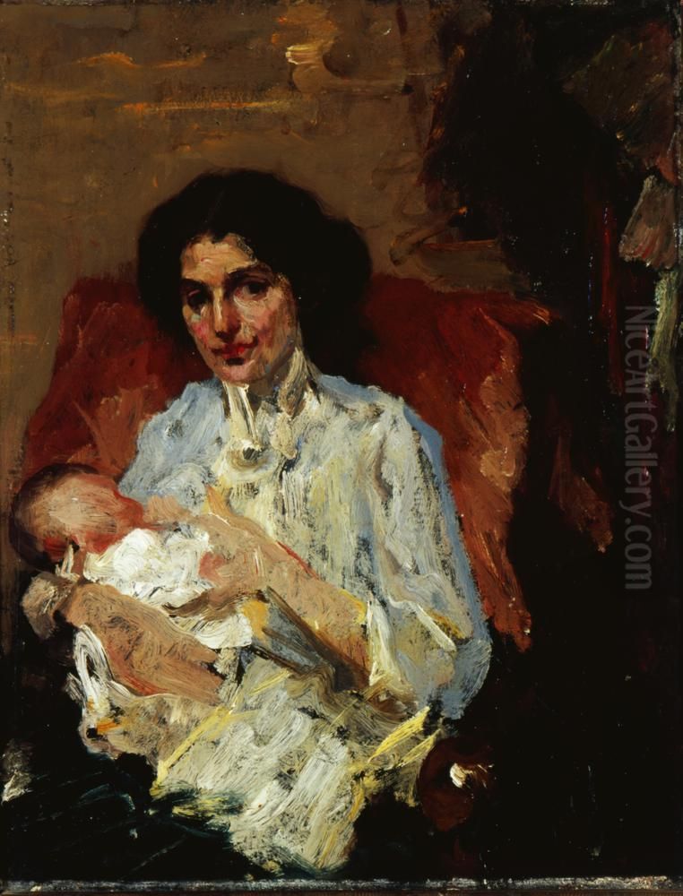 Klara Frankfort met Jack Oil Painting by Eduard Frankfort