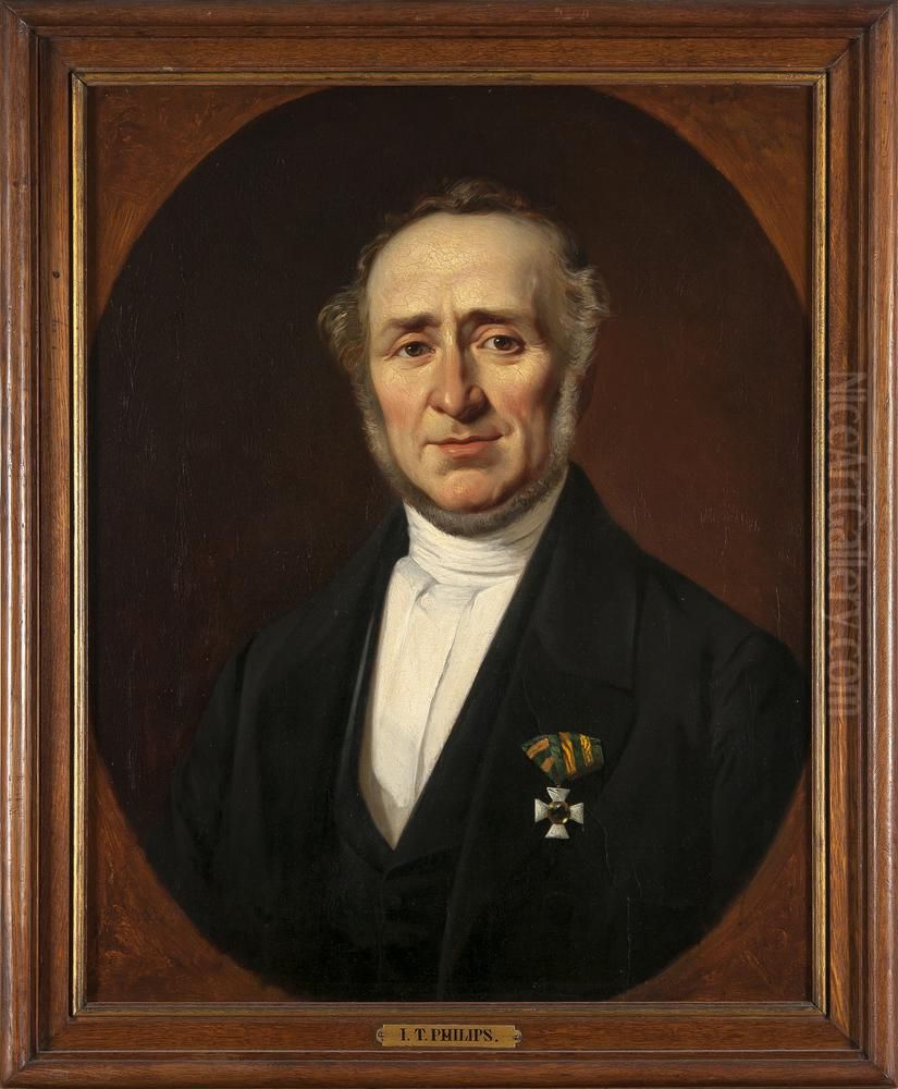 Portrait of Isaac Tobias Philips (1794-1872) Oil Painting by Moritz Calisch