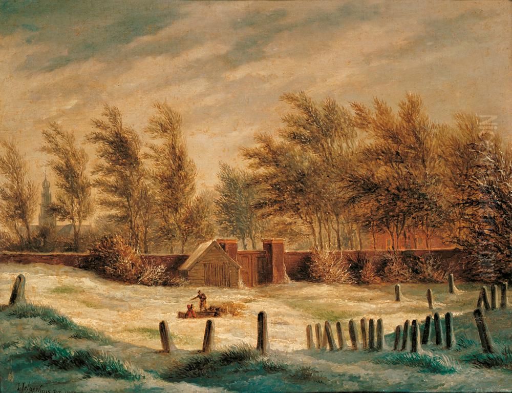 Joodse begraafplaats te Haarlem Oil Painting by Johannes Jelgerhuis