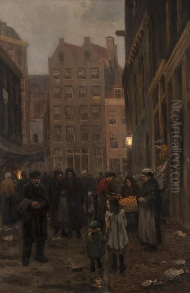 Uilenburgersteeg Oil Painting by Gerard Johan Staller