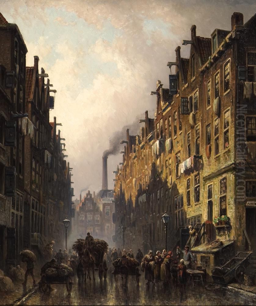 Jodenbuurt in Amsterdam Oil Painting by Eduard Alexander Hilverdink