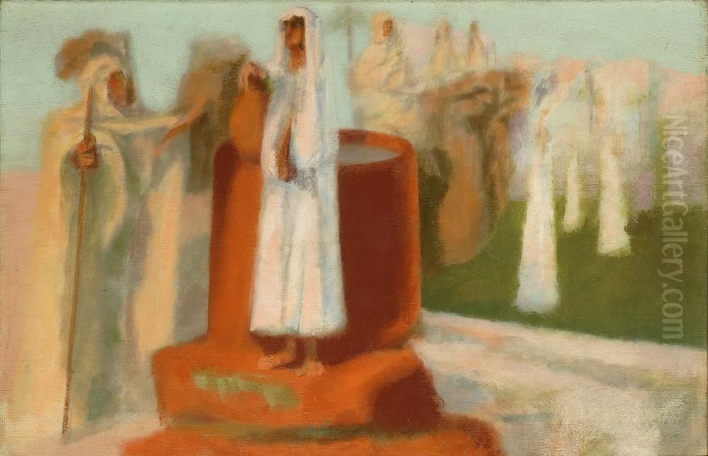Rebekka bij de waterput Oil Painting by Joseph Jacob Isaacson