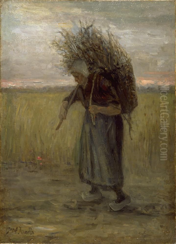 Sprokkelaarster Oil Painting by Jozef Israels