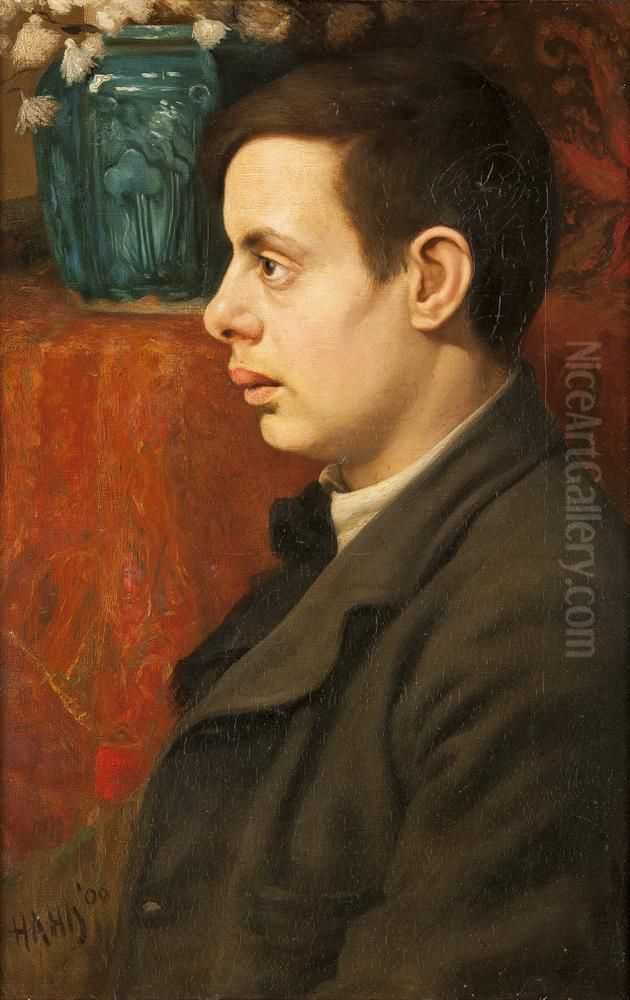Portrait of Elias Smalhout (1889-1939) Oil Painting by Albert Hahn