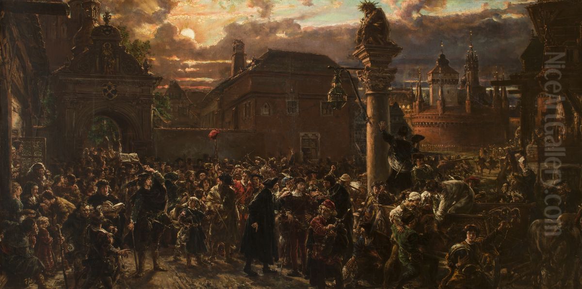 Wyjscie zakow z Krakowa w roku 1549 Oil Painting by Jan Matejko
