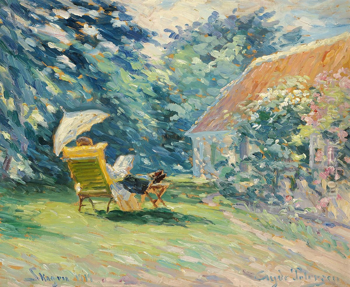 In Brondum's forgotten garden. Oil Painting by Hans Gyde Petersen