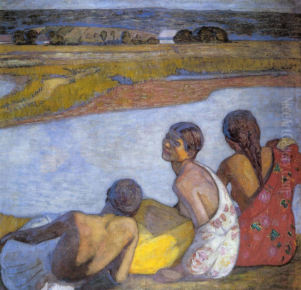 Gypsy Girls by the Banks of Lapos Oil Painting by Bela Ivanyi-Grunwald