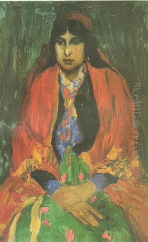 <<<<Cyganka. Etud>>>> Oil Painting by Boris Anisfeld