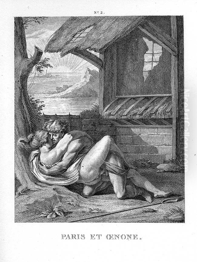 ParisetOenone Oil Painting by Agostino Carracci