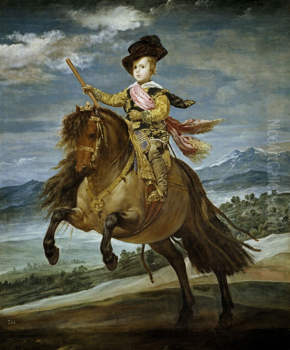 Equestrian Portrait of Prince Balthasar Charles Oil Painting by Diego Rodriguez de Silva y Velazquez