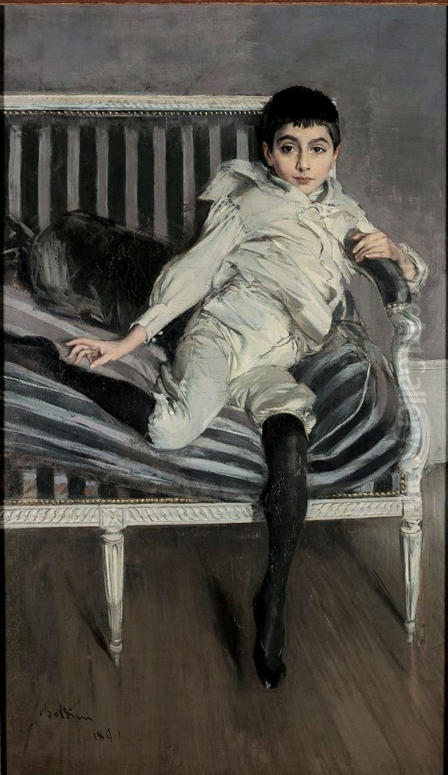 Portrat Picollo Subercaseaux Oil Painting by Giovanni Boldini