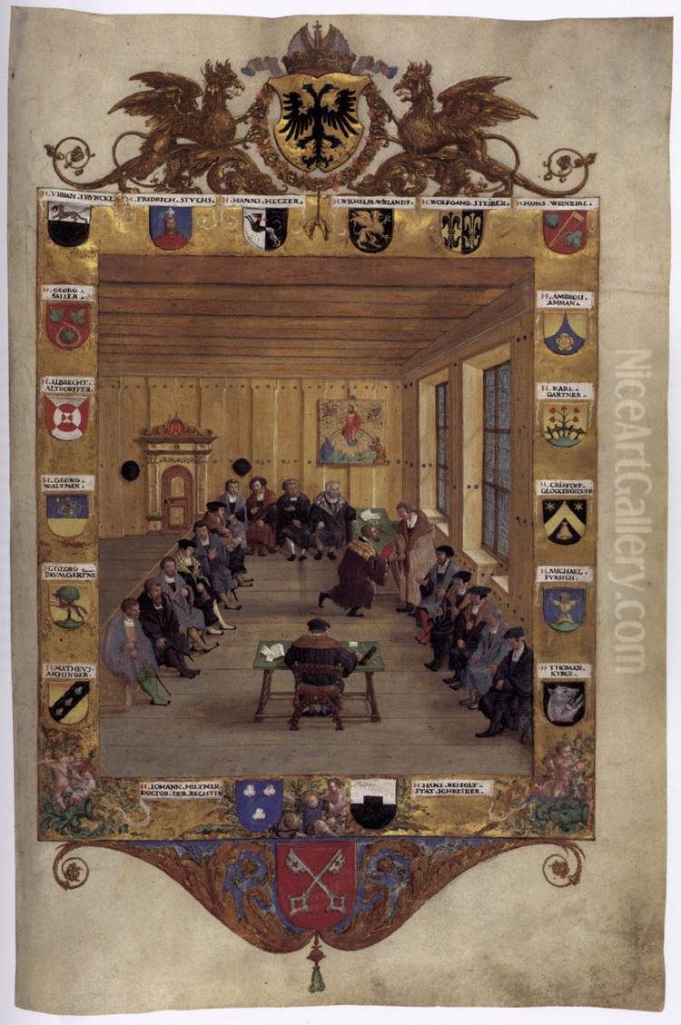 Meeting of the Regensburg Council Oil Painting by Hans Muelich