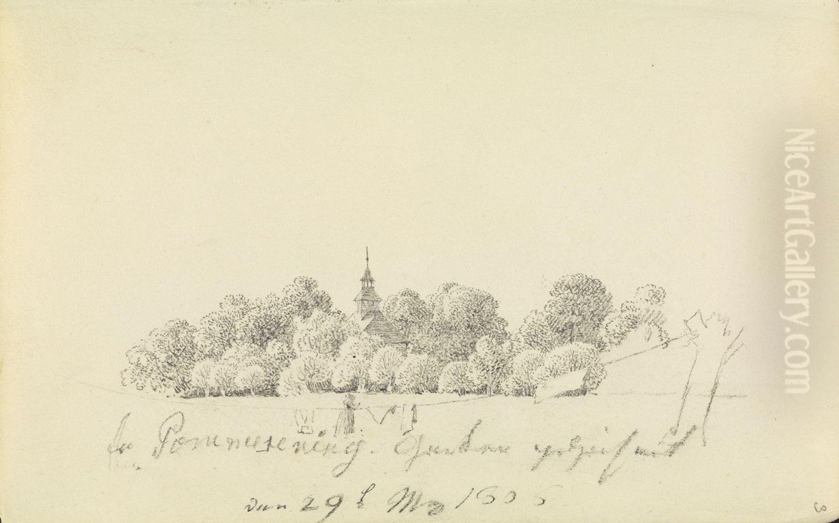 Frau beim Wascheaufhangen vor einer Kapelle Oil Painting by Caspar David Friedrich