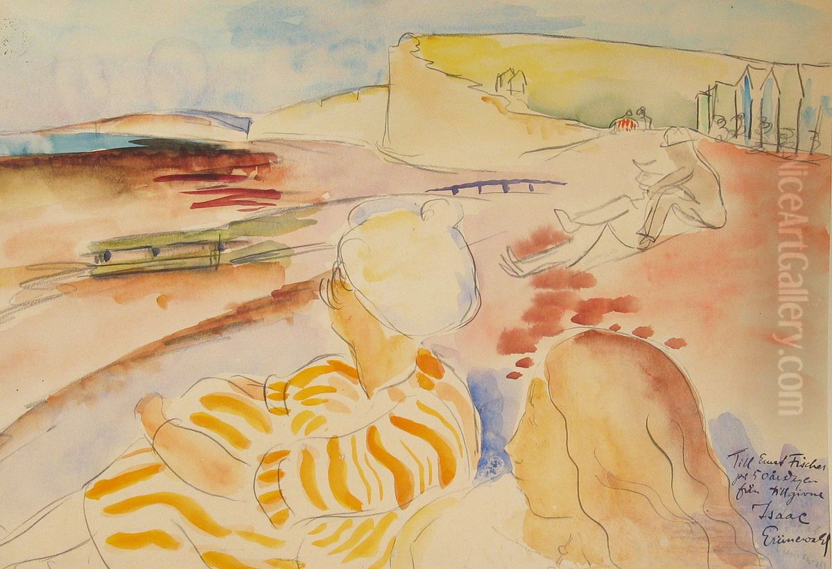 Beach scene. Oil Painting by Isaac Grunewald