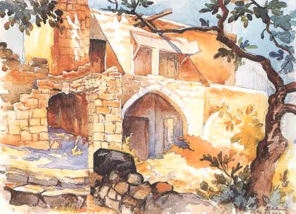 A Village House. Oil Painting by Moustafa Farroukh