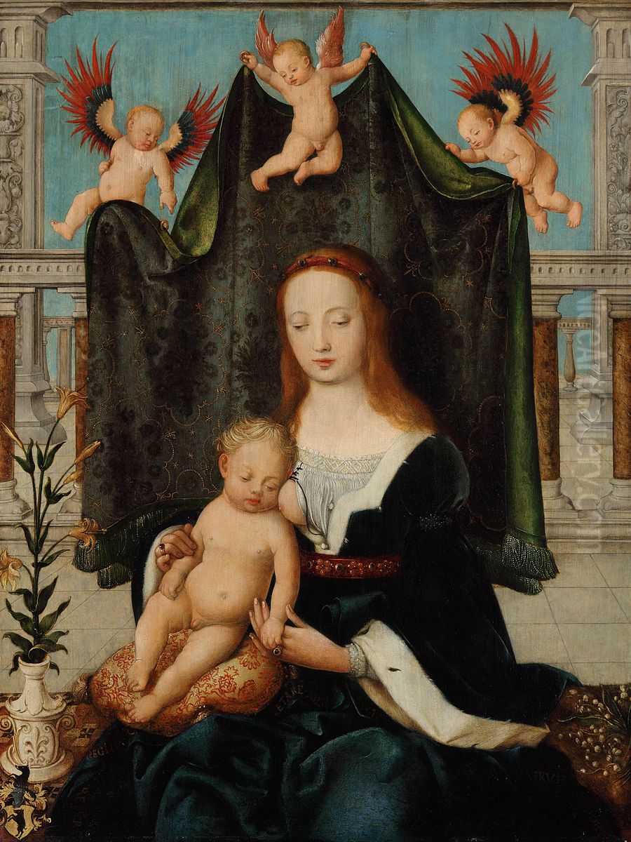Maria mit dem schlafenden Christuskind Oil Painting by Hans Holbein the Elder