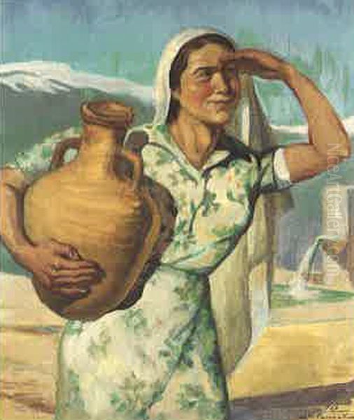 Retour De La Source. Oil Painting by Moustafa Farroukh