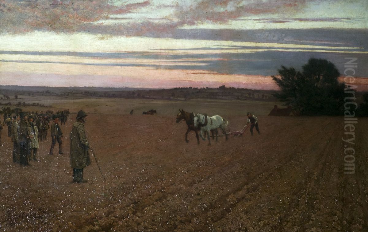 The Ploughing Match Oil Painting by George Francis Carline