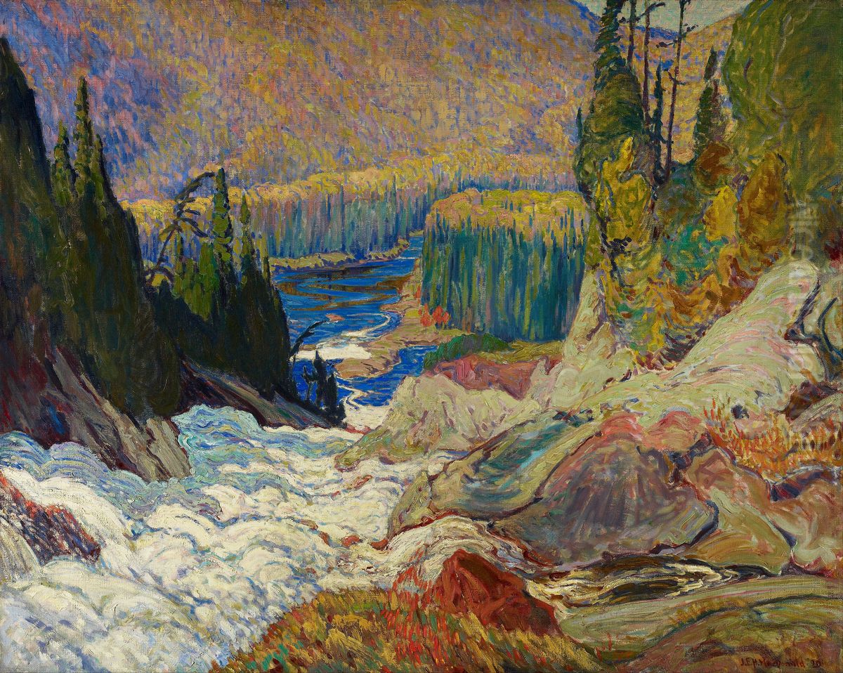 Falls, Montreal River Oil Painting by J. E. H. MacDonald