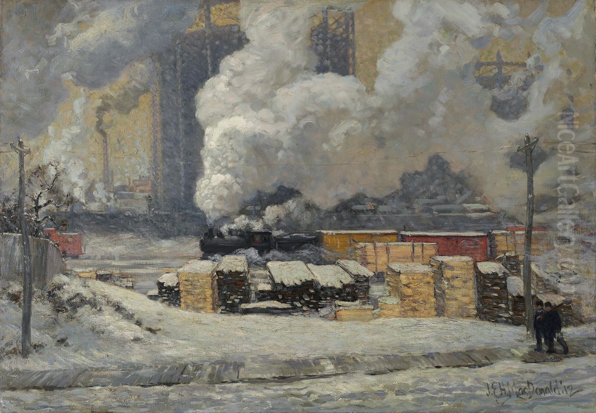 Tracks and Traffic Oil Painting by J. E. H. MacDonald