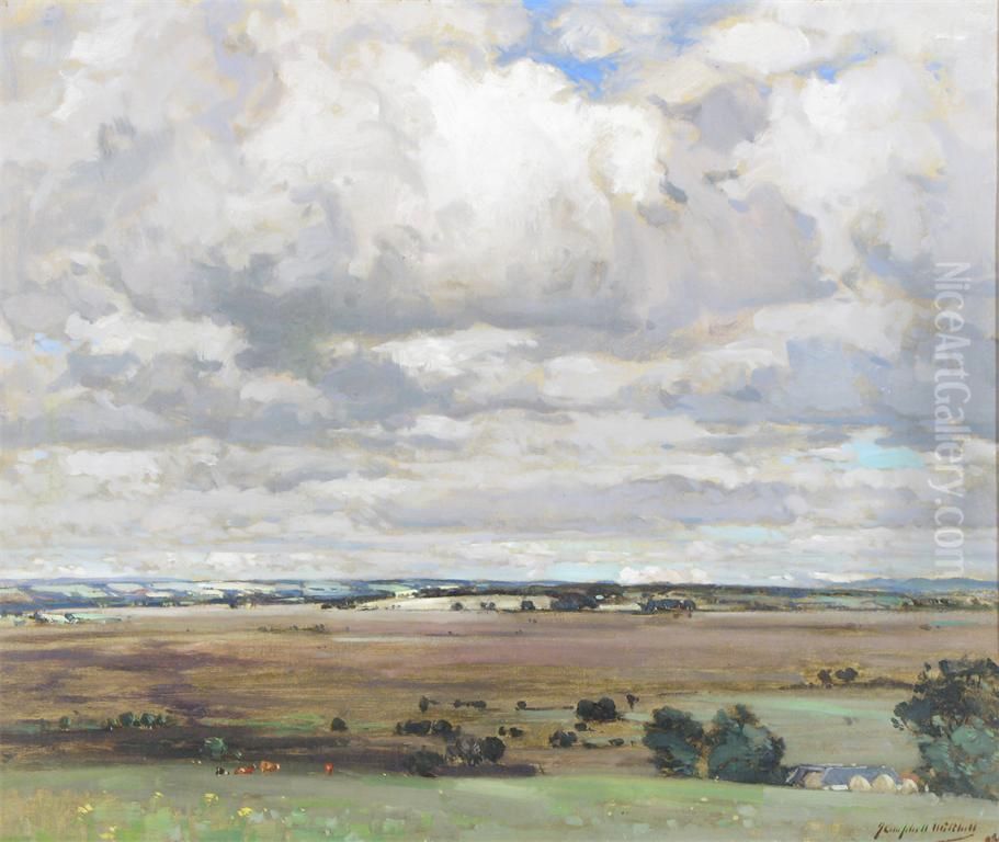 Landscape At Corstorphine, Edinburgh, Scotland Oil Painting by James Campbell Mitchell