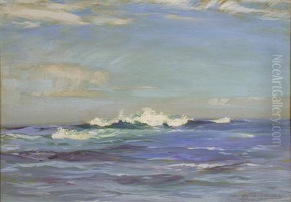 Wave Breaking, Machrihanish Oil Painting by James Campbell Mitchell