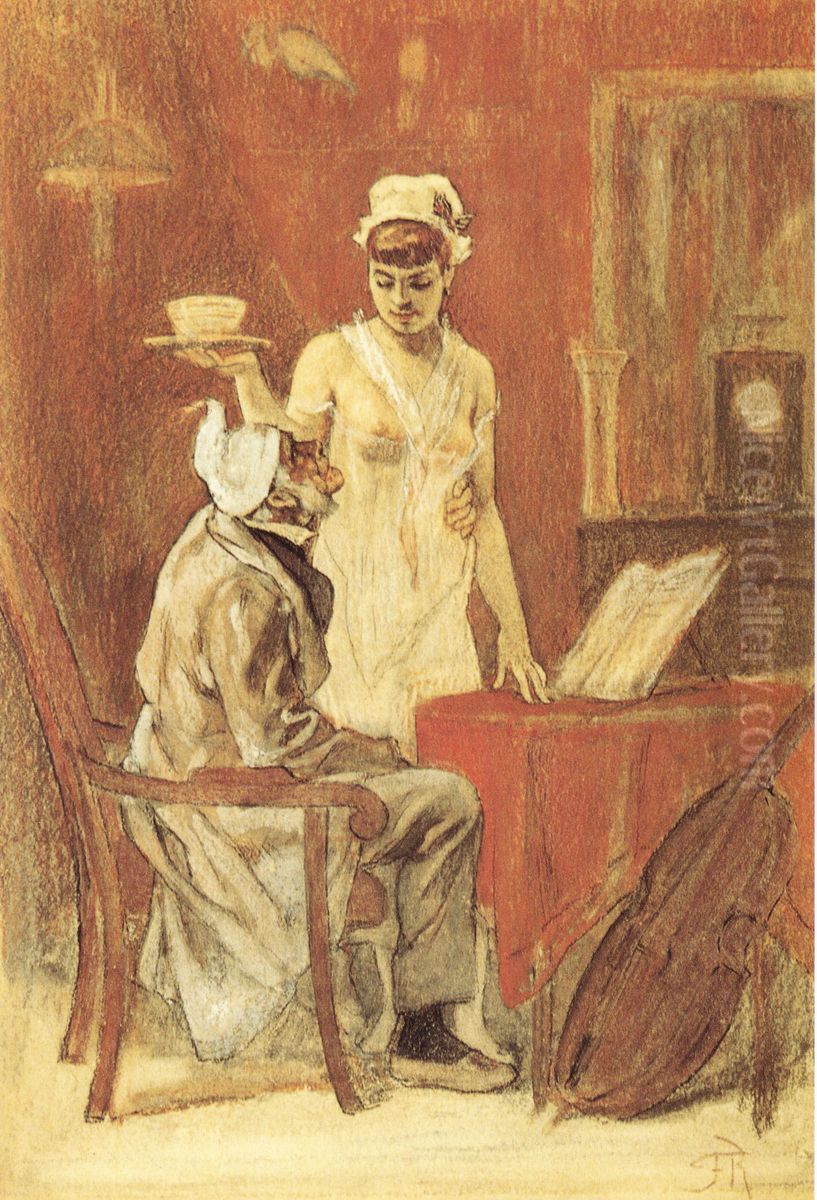 Le lait de poule Oil Painting by Felicien Rops